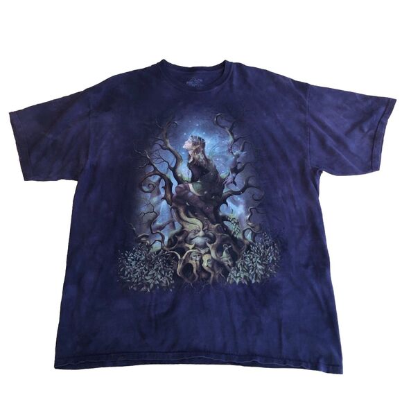 VTG The Mountain Fairy Tie Dye T-shirt Unisex Sz 2XL Dark Fantasy Elves Y2k USA - Picture 3 of 10